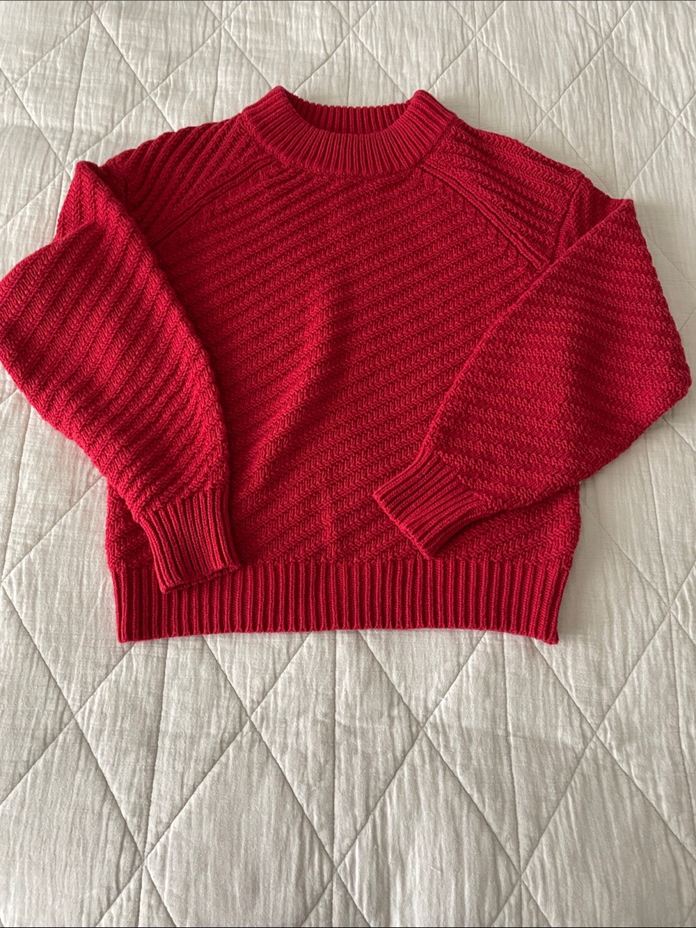 Universal Thread Women's Red Textured Crewneck Sweater